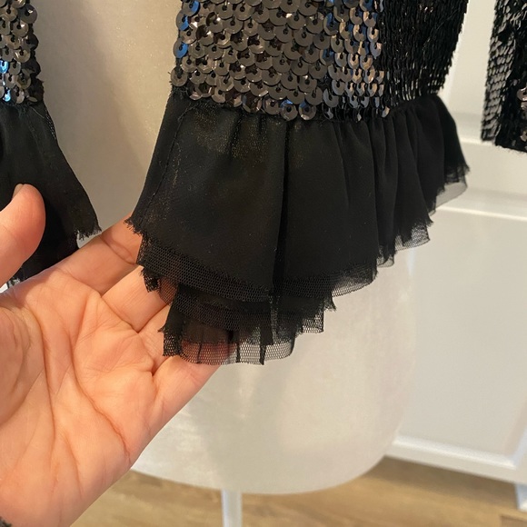 BCBG MaxAzria Marin Cropped Black Sequin & Tulle Shrug Jacket - Picture 4 of 7